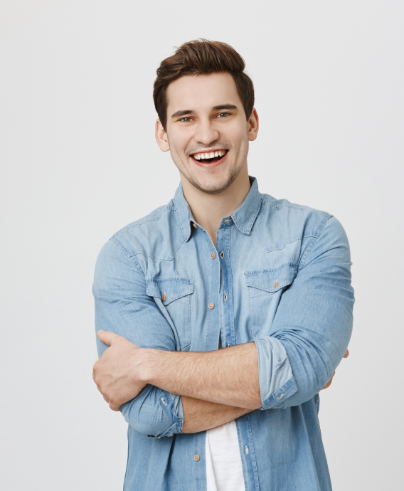 attractive laughing guy having fun smiling happy